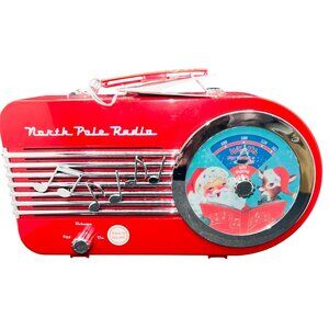 North Pole Radio By Mr Christmas 10.5" Red Vintage Style Battery Operated